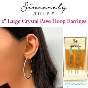 Sincerely Jules Crystal Pave 2” Hoop Earrings in Gold
